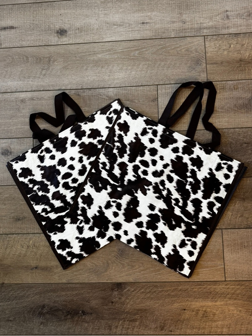 Homegoods TJMaxx Marshalls Western Cow Print Shopper Tote Bags (Set of 2) NWOT